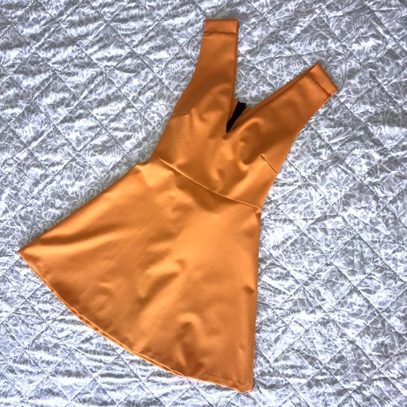 Zara Orange V-neck Dress Small - Picture 4 of 7